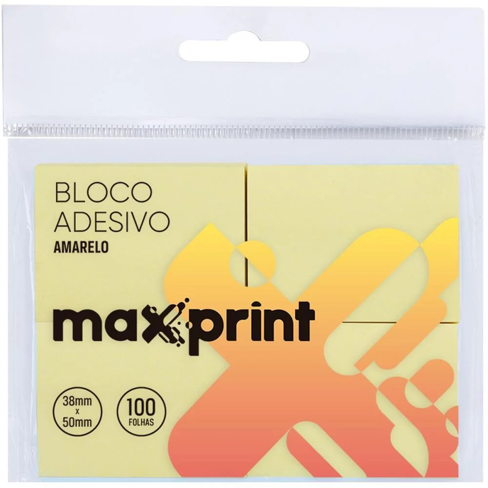 Bloco De Recado Autoadesivo 38X50Mm Amarelo 4Blocosx100Fls Maxprint