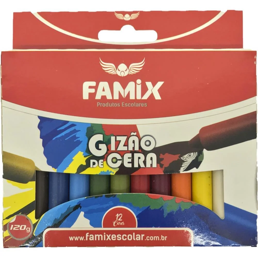 Giz De Cera Jumbo 12 Cores 120G Famix (Pct.c/06)