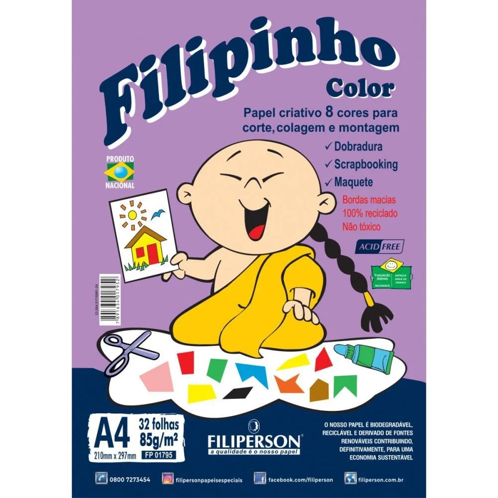 Bloco Para Educacao Artistica Filipin. Criat.8Cor.a4 85G 32F Filiperson (Pacote)