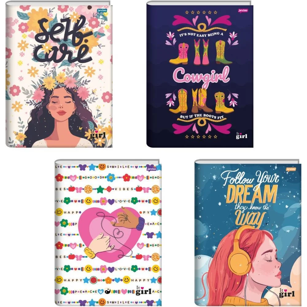 Caderno Brochura Pequeno Capa Dura It Girl 96Fls. Jandaia (Pct.c/05)