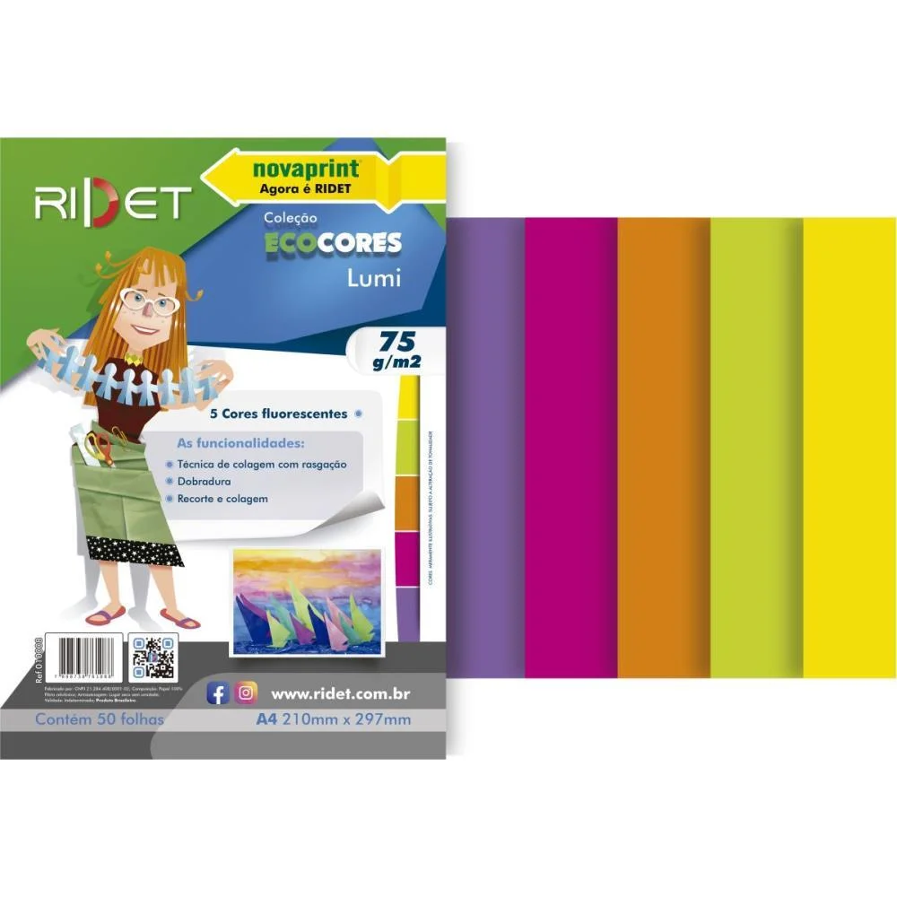Bloco Para Educacao Artistica Lumi A4 5 Cores 75G 50Fls Ridet (Pacote)