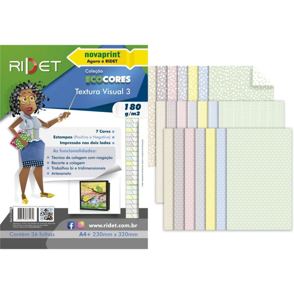 Bloco Para Educacao Artistica Textura 3 Dec.180G 36F 23X32Cm Ridet (Pacote)