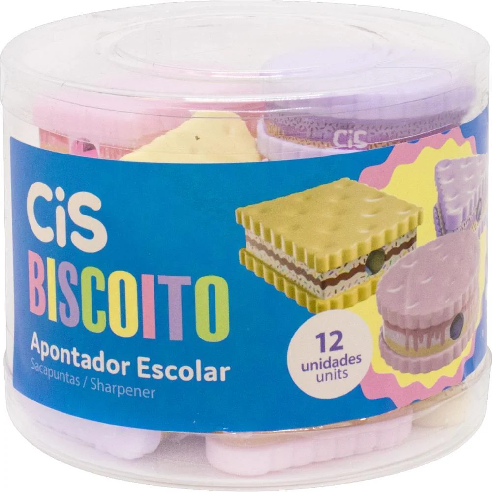 Apontador Com Deposito Decor. Cis Biscoito 3 Modelos 3 Cores Sertic (Pote-12)
