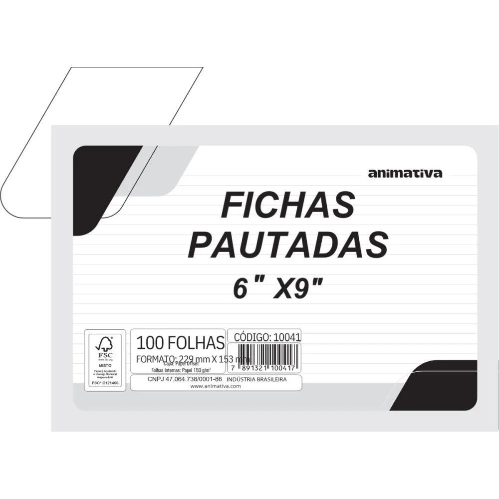 Ficha Pautada 6X9 229X153Mm Animativa (Pct/100)