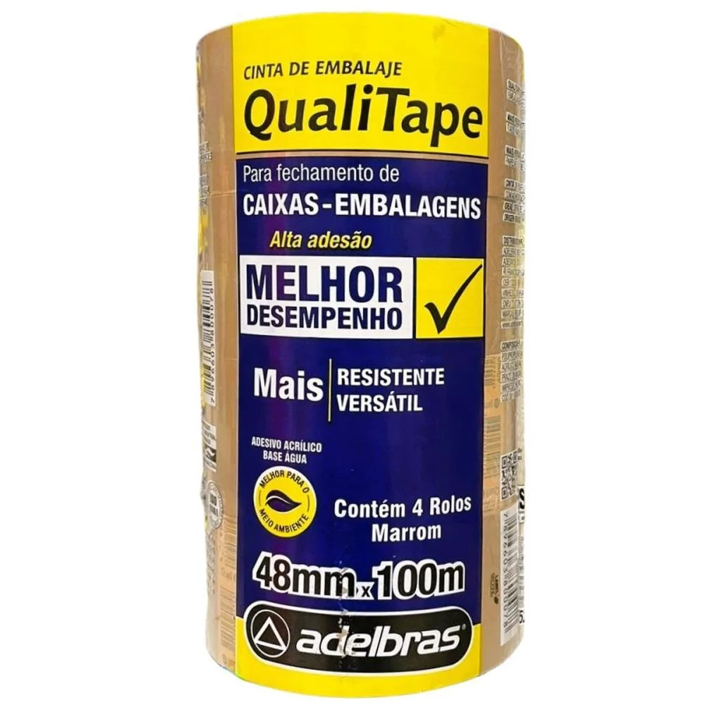 Fita Para Empacotamento Qualitape 48Mmx100M. Marrom Adelbras (Pct.c/04)