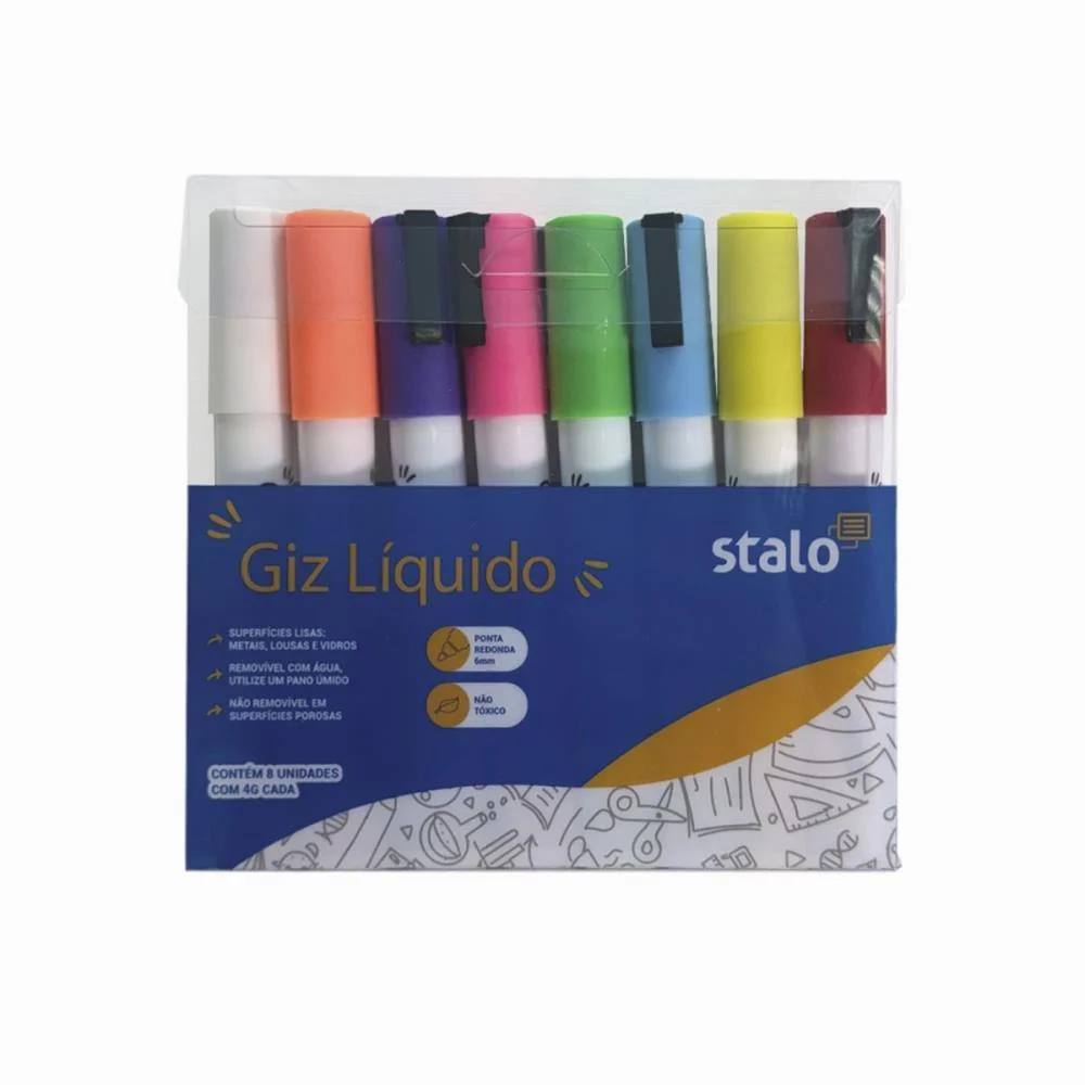 Giz Liquido Chalk Marker 8 Cores Stalo (Estojo)