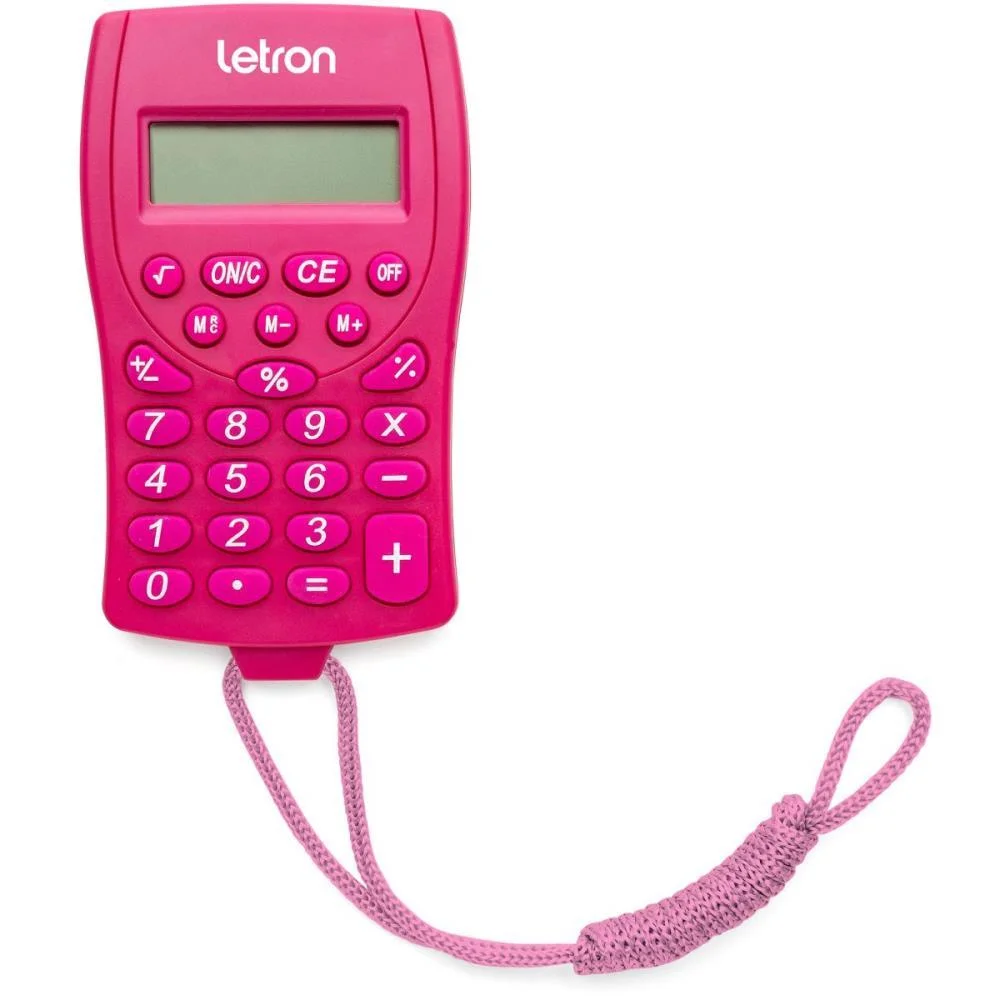 Calculadora De Bolso 8 Dig. Rosa C/Cordao E Bateria Leonora
