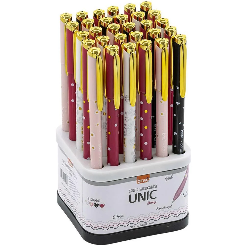 Caneta Esferografica Unic Stamp 0,7Mm Dp. Giratorio Brw C/ 30 Unidades