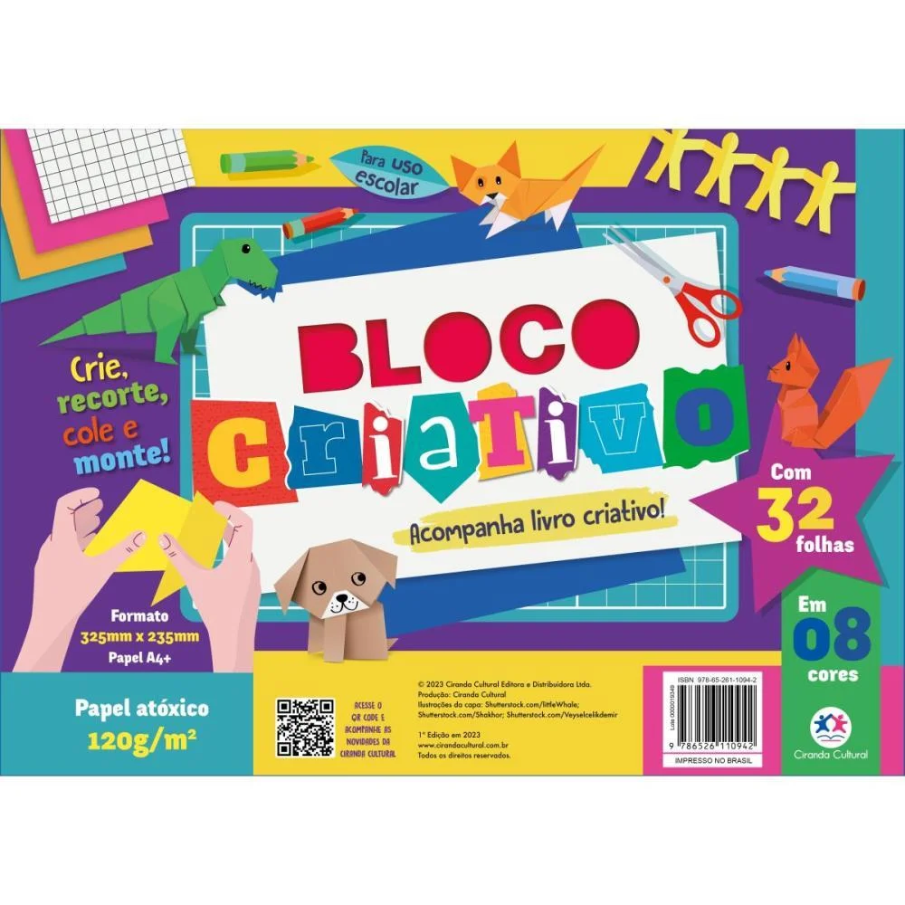 Bloco Para Educacao Artistica Criativo 325X235Mm 120G 8Cores Magic Kids