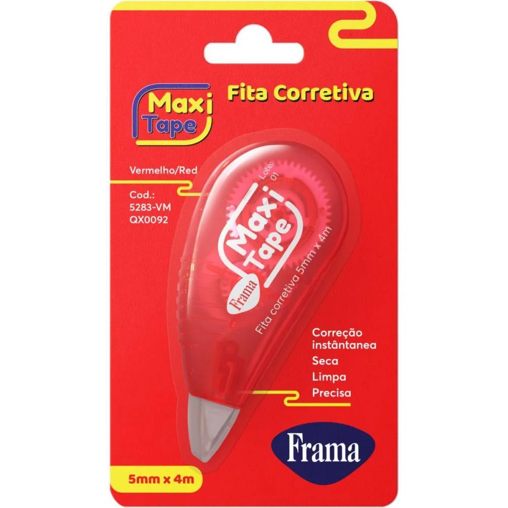 Corretivo Em Fita Maxi Tape Mini 5Mmx4M. Sortido Frama (Cx.c/12)