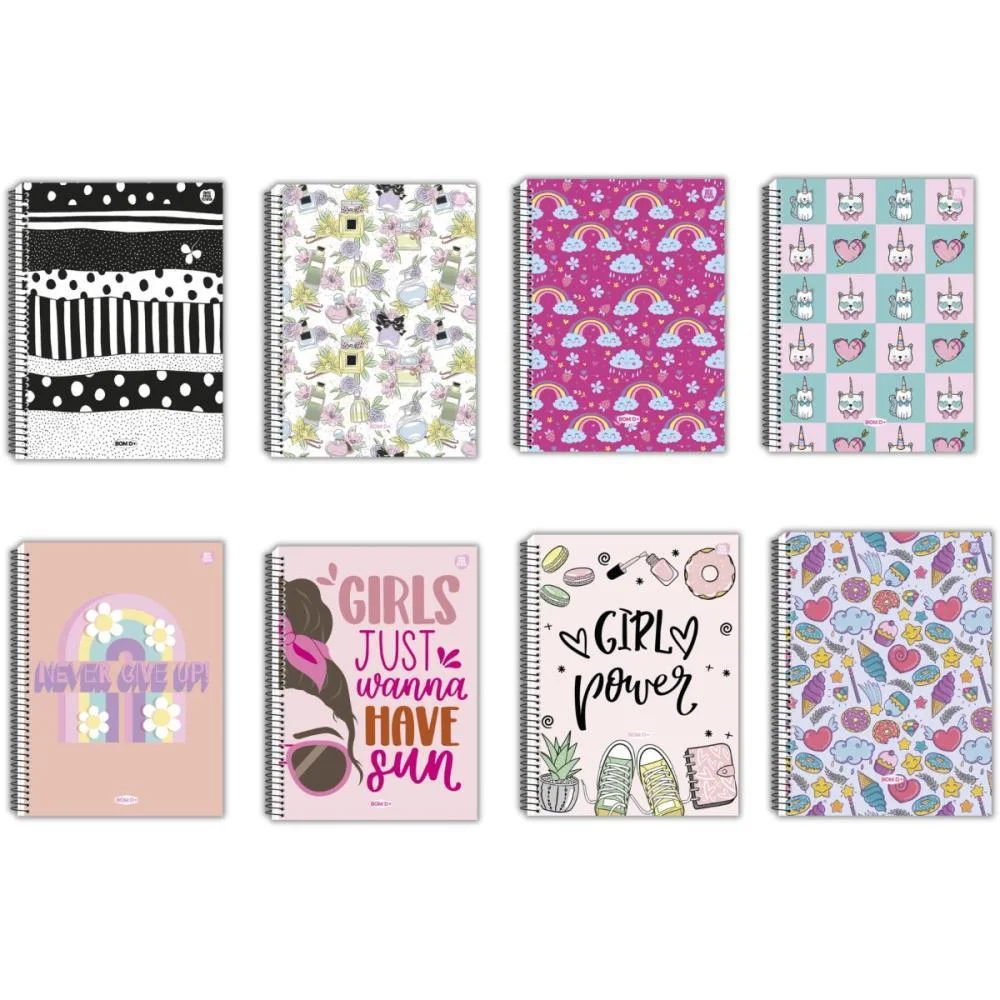 Caderno 12X1 Capa Dura Bom D+ Feminino 192F Animativa (Pct.c/04)