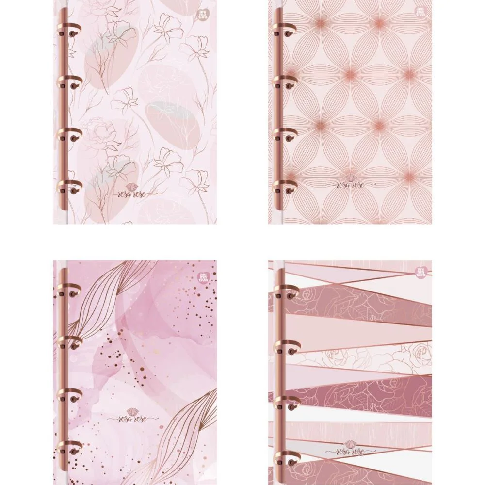 Caderno Argolado Rosa Rose 160F Animativa