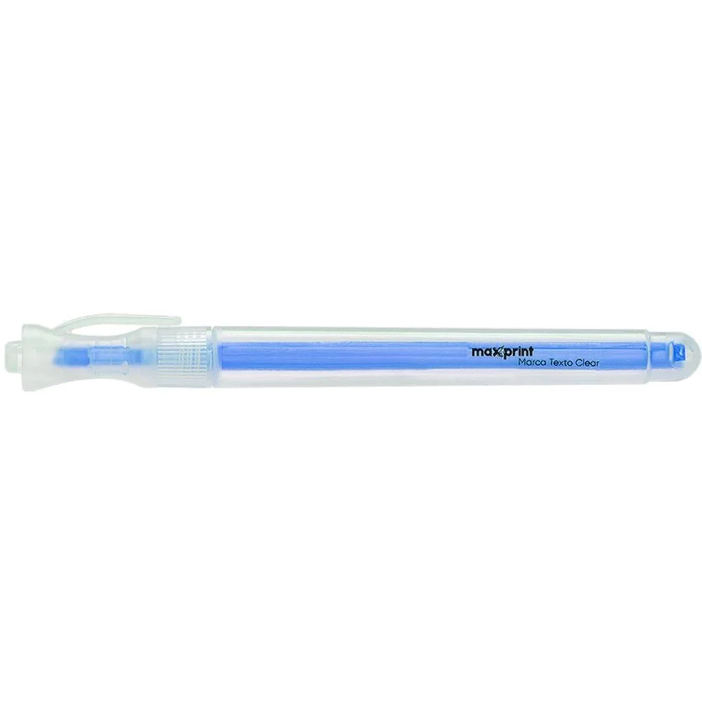 Caneta Marca Texto Clear Azul Maxprint (Cx.c/12)