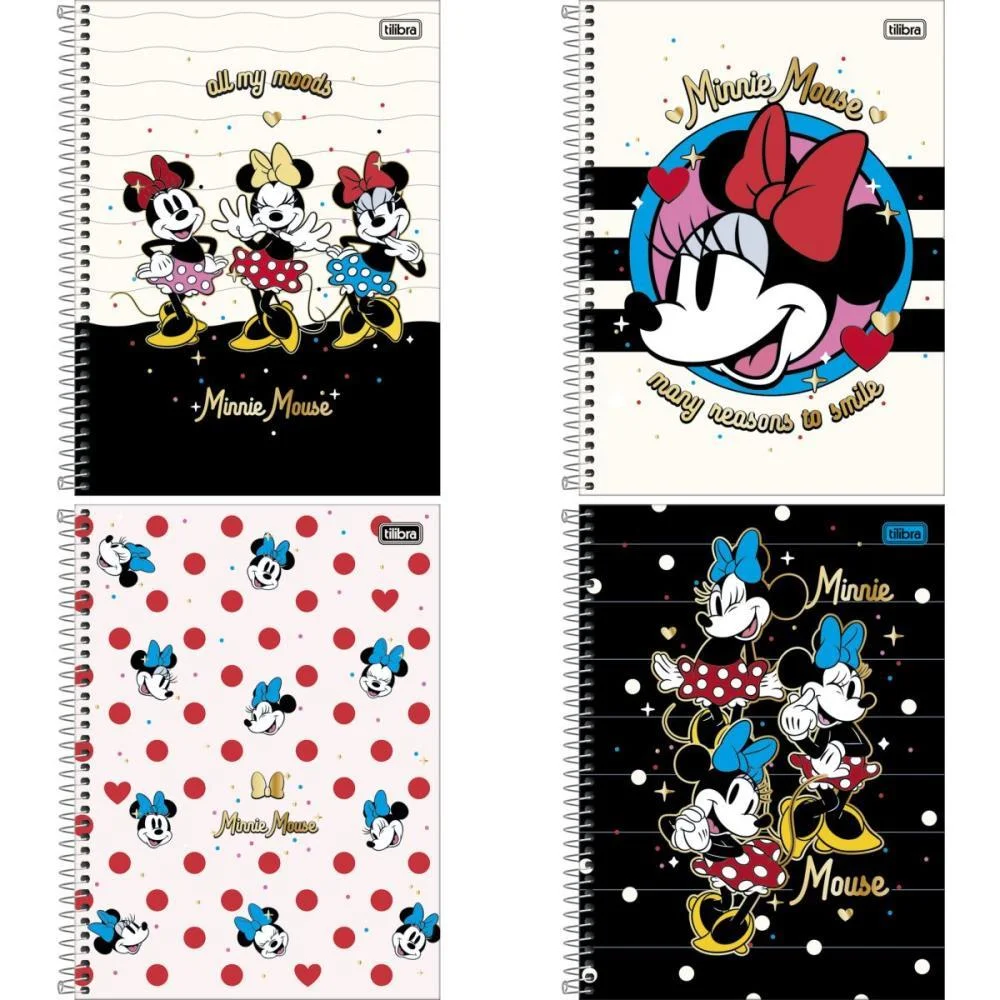 Caderno 10X1 Capa Dura Minnie 160Fls Fit Tilibra (Pct.c/04)