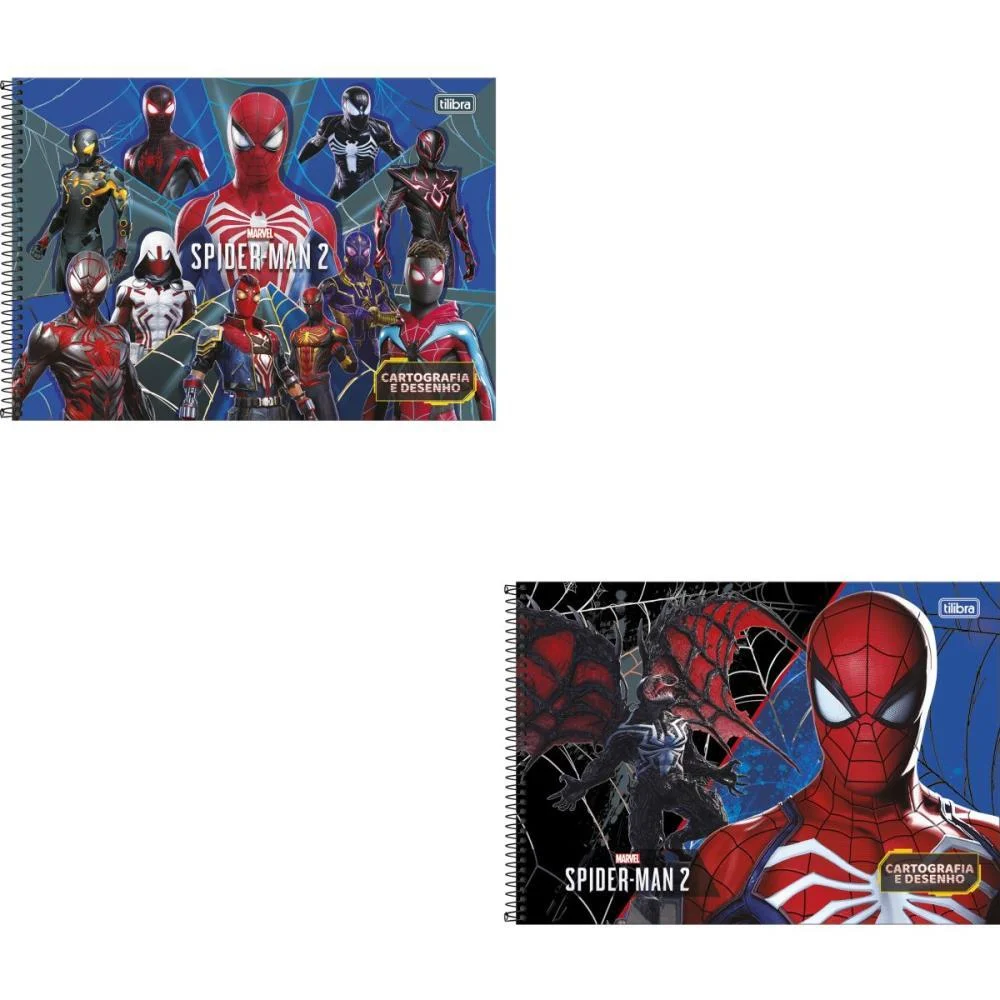 Caderno Desenho Univ Capa Dura Spider Man Game 80Fls Espiral Tilibra (Pct.c/04)