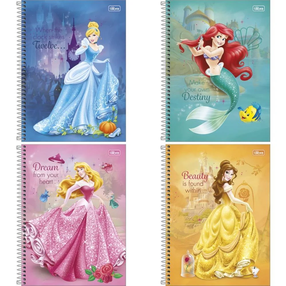 Caderno 10X1 Capa Dura Princesas 160Fls Fit Tilibra (Pct.c/04)