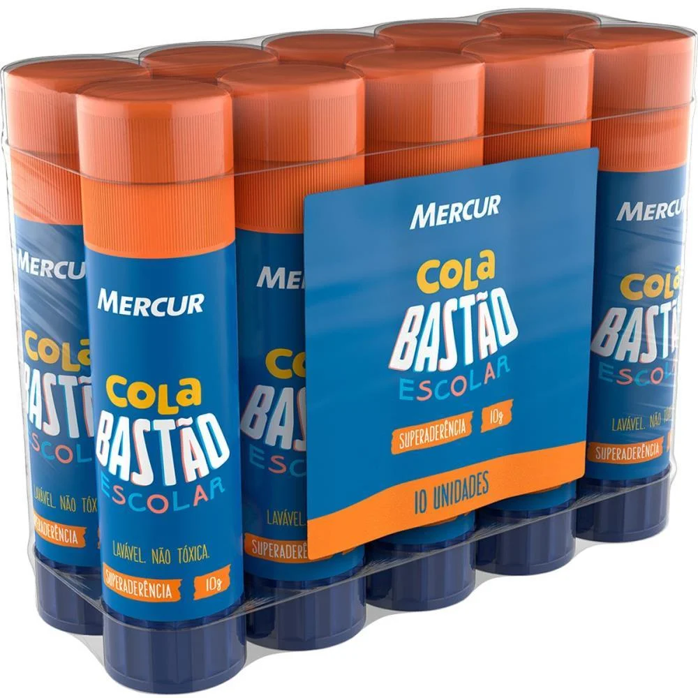 Cola Em Bastao Escolar 10G Mercur (Pct.c/10)