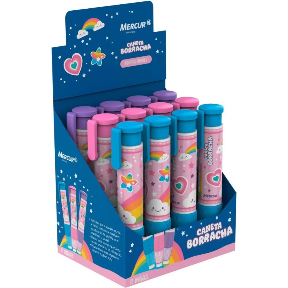 Borracha Caneta Cores Magicas Sortido Mercur (Cx.c/12)