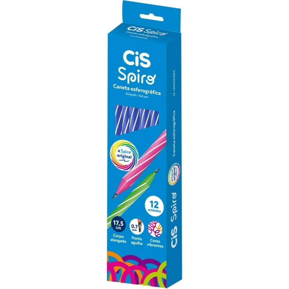 Caneta Esferografica Cis Spiro 0,7Mm Azul Sertic (Cx.c/12)