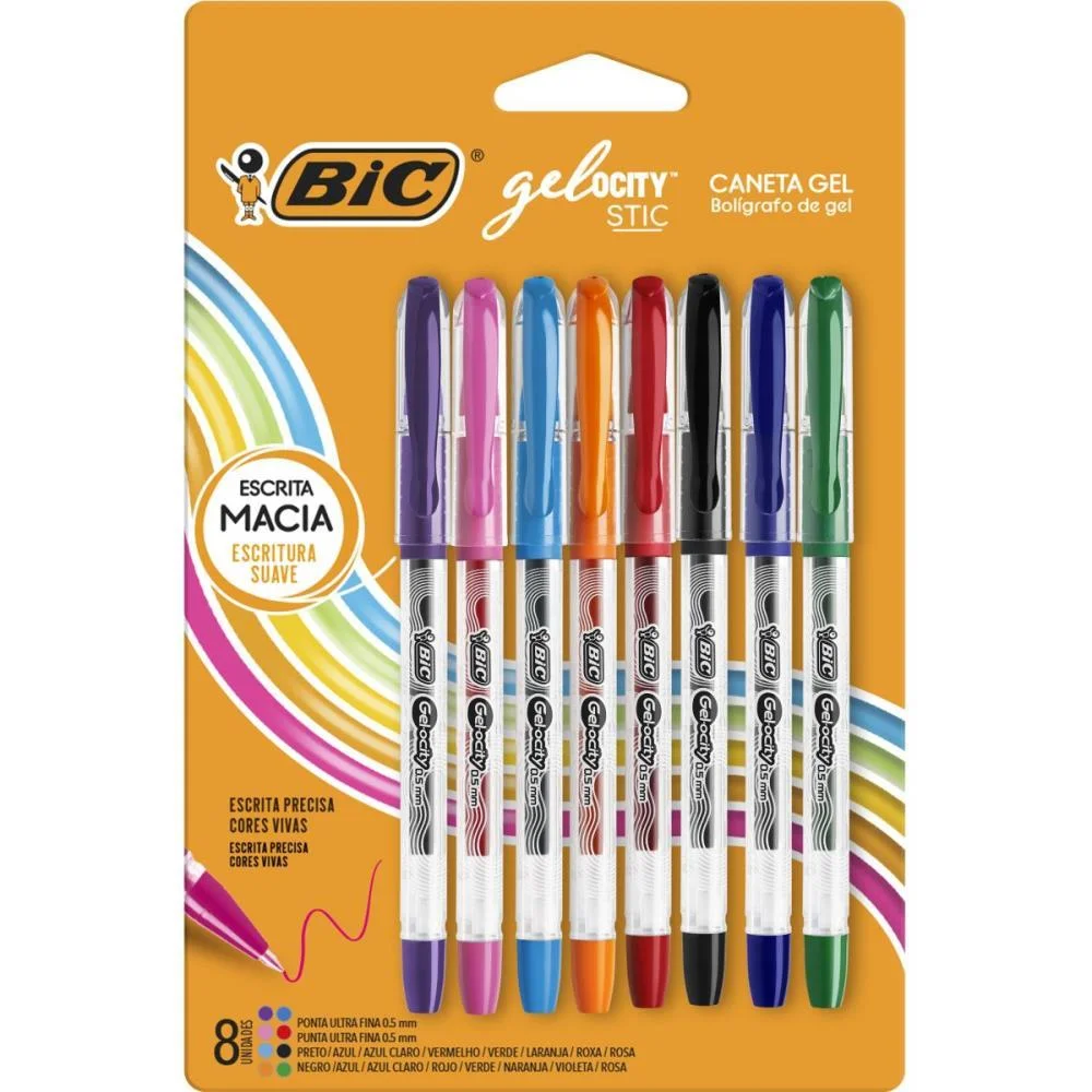 Caneta Gel Bic Gelocity 8 Cores Bic (Bl.c/08)