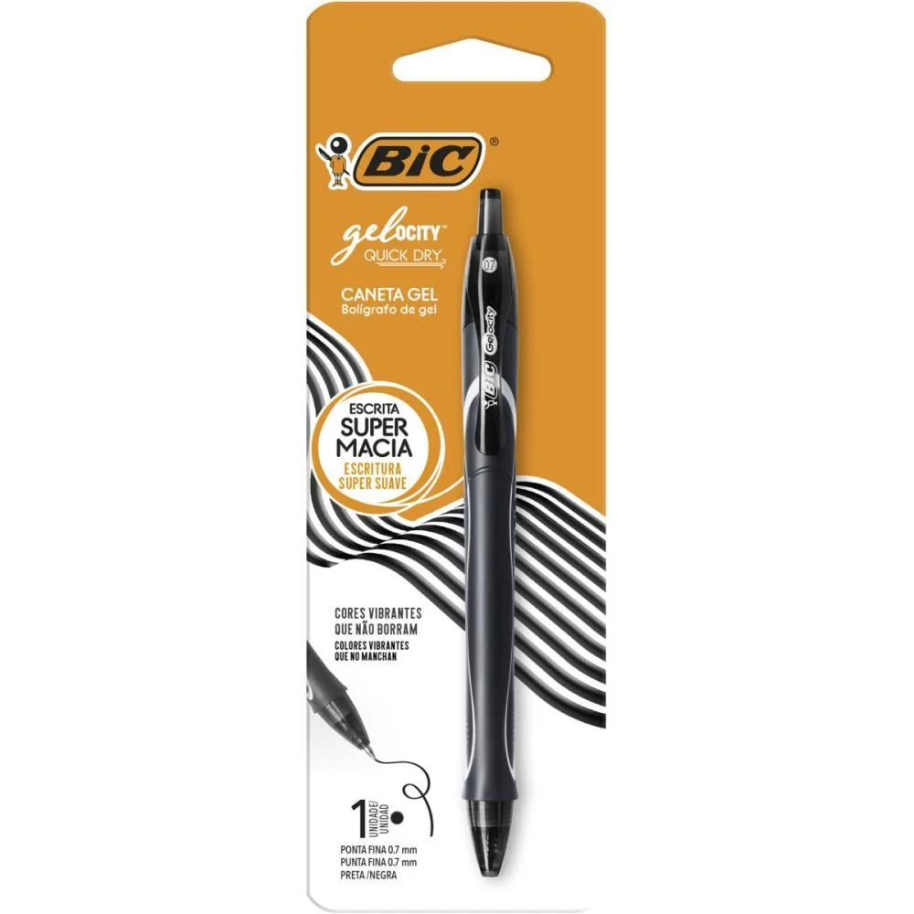 Caneta Gel Bic Quick Dry Preta Bic (Blister)