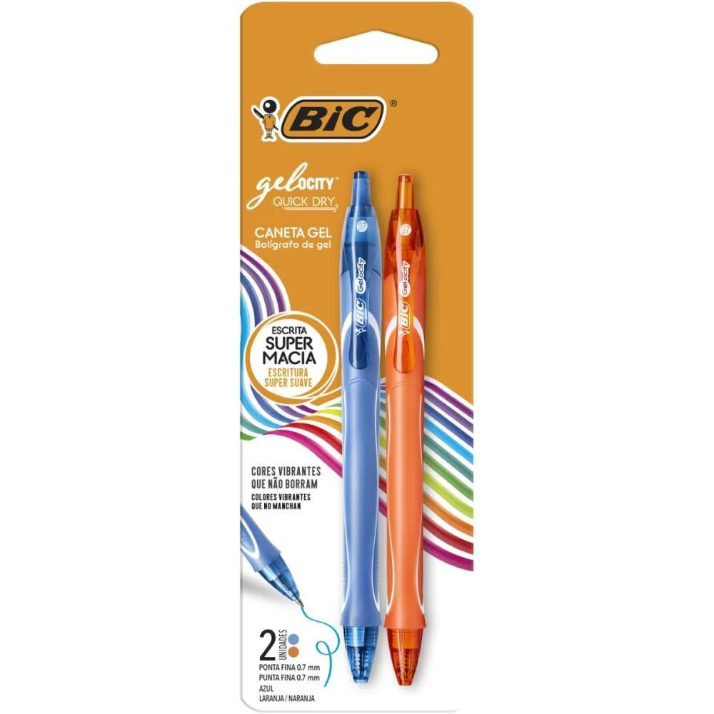 Caneta Gel Bic Quick Dry Az Cl./Lar. Bic (Blister)