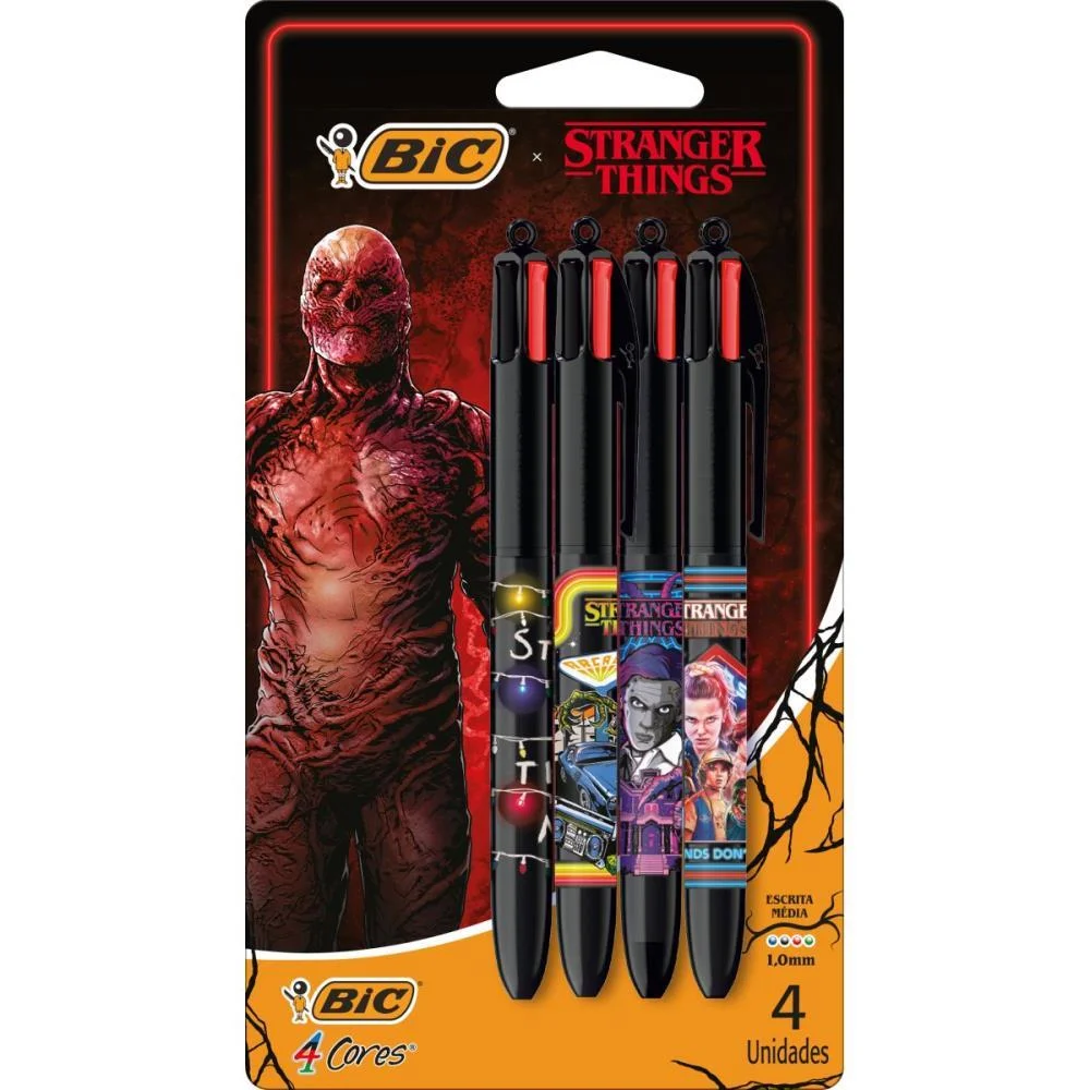 Caneta Esferografica 4 Cores Str. Things Temp 1A4 Bic (Bl.c/04)