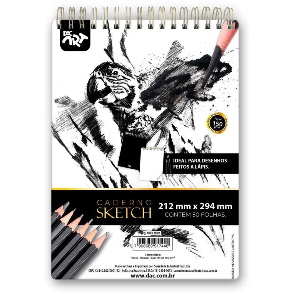 Caderno Desenho Universitario Sketchbook Tecnico 50F.150G Dac
