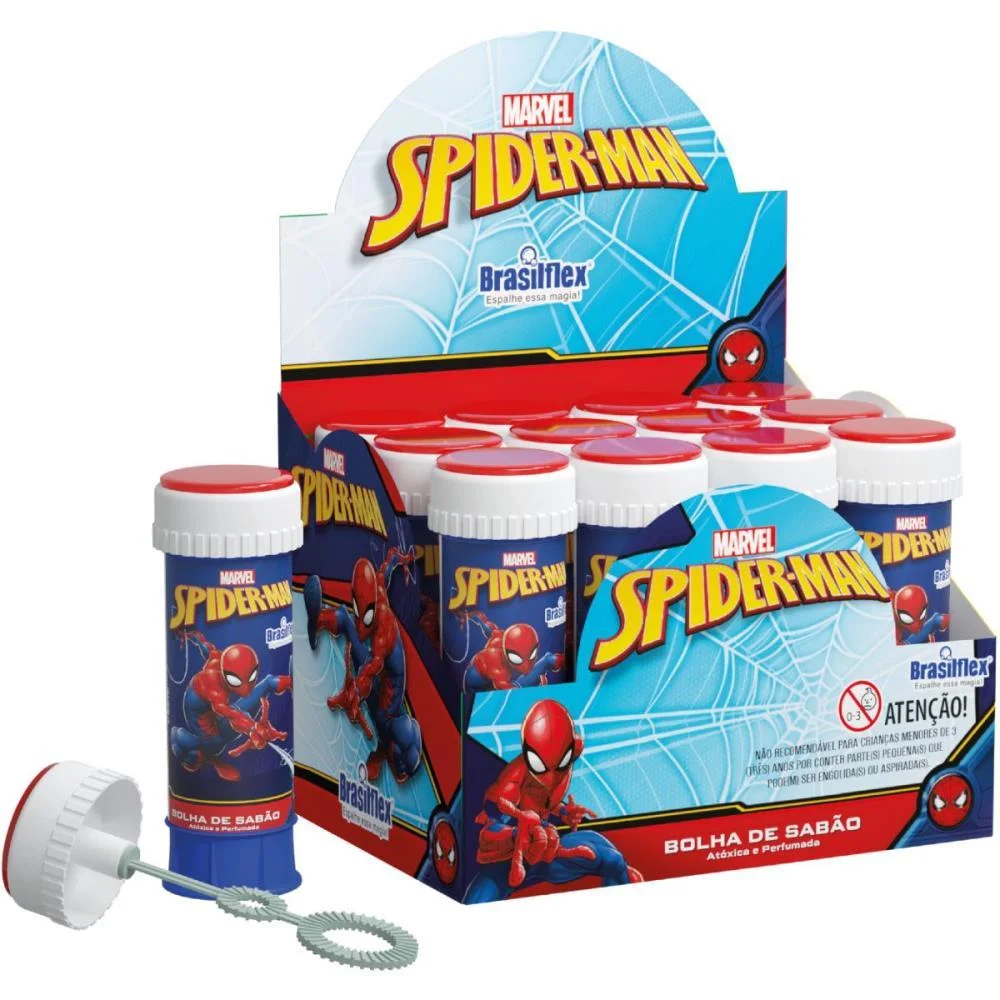 Bolha De Sabao Spider Man 60Ml C/Jogo Brasilflex (Cx.c/12)