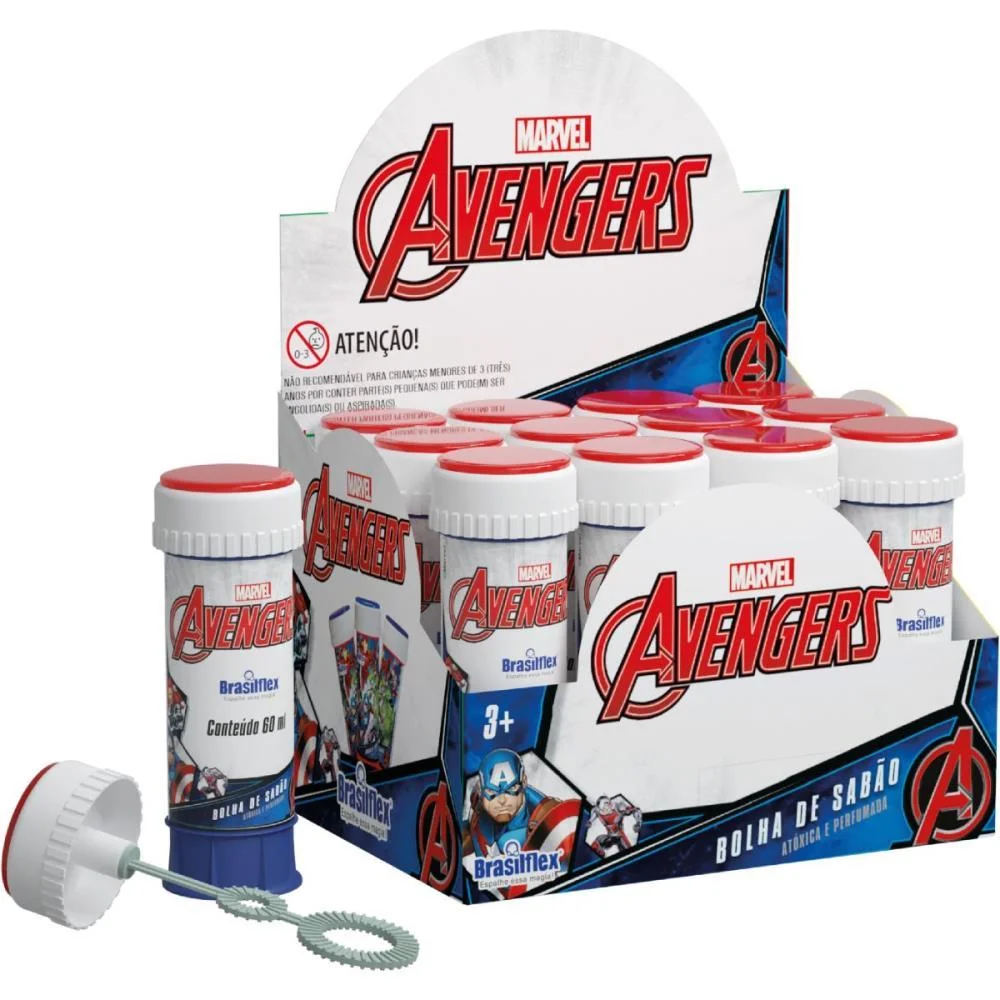 Bolha De Sabao Avengers 60Ml C/Jogo Brasilflex (Cx.c/12)