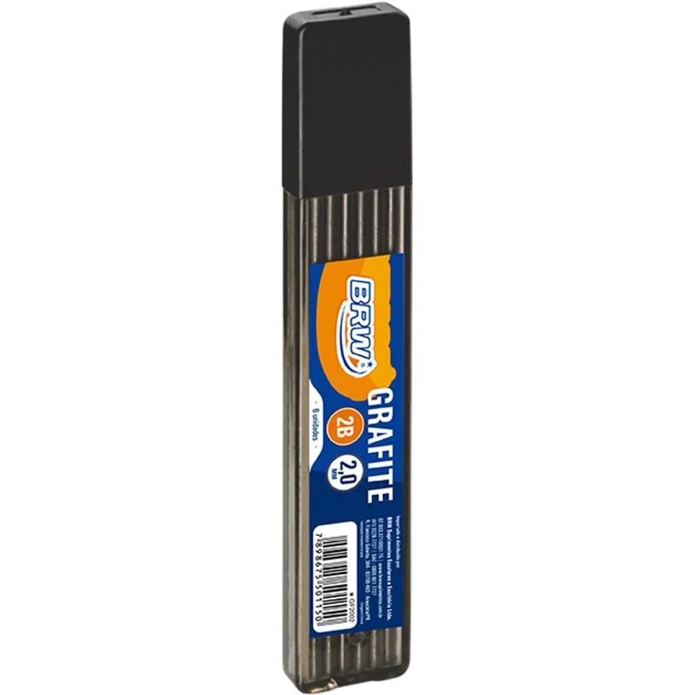 Grafite 2.0Mm 2B 12Tubos X 6 Minas Brw (Caixa)