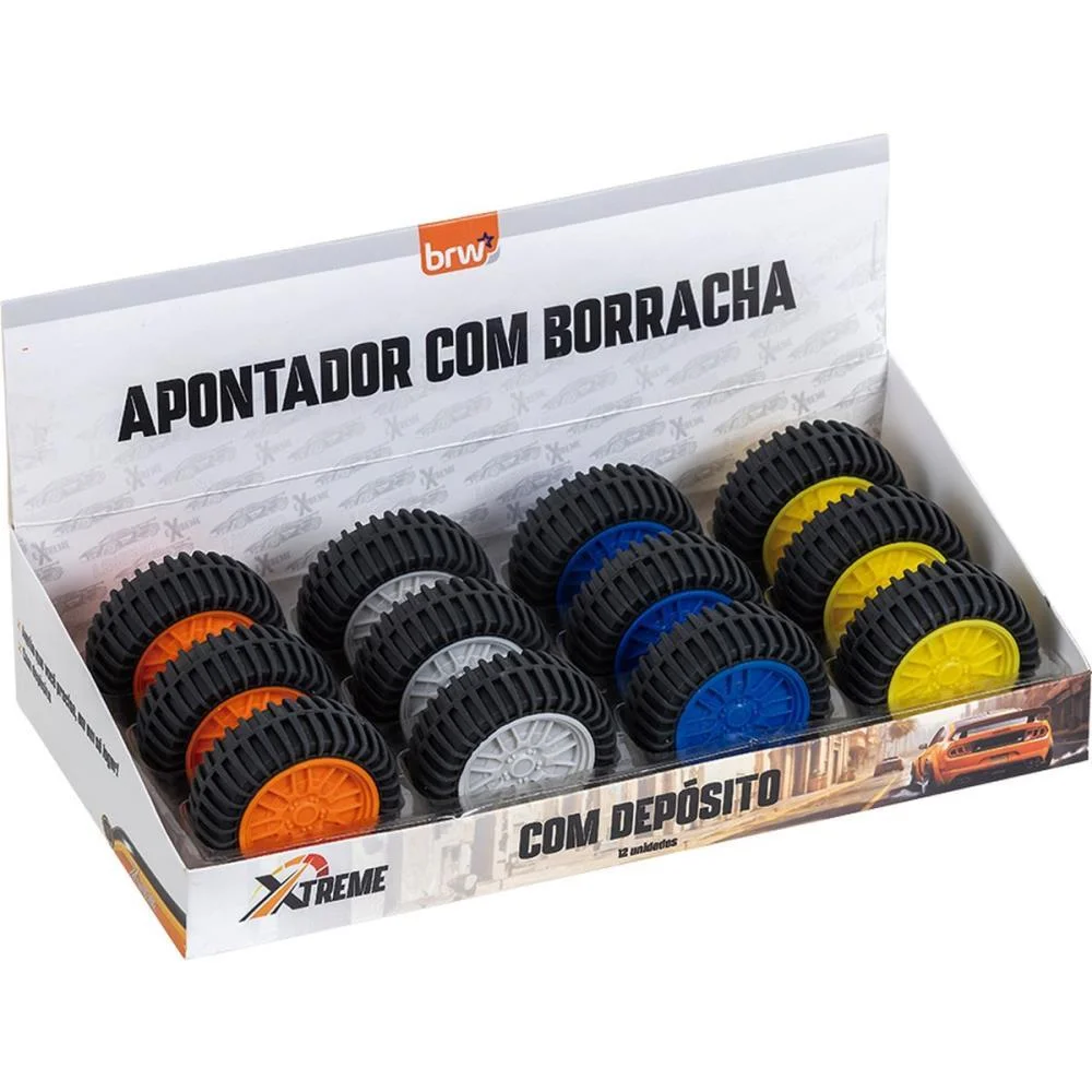Apontador Com Deposito Xtreme C/Borracha 4Cores Brw C/ 12 Unidades
