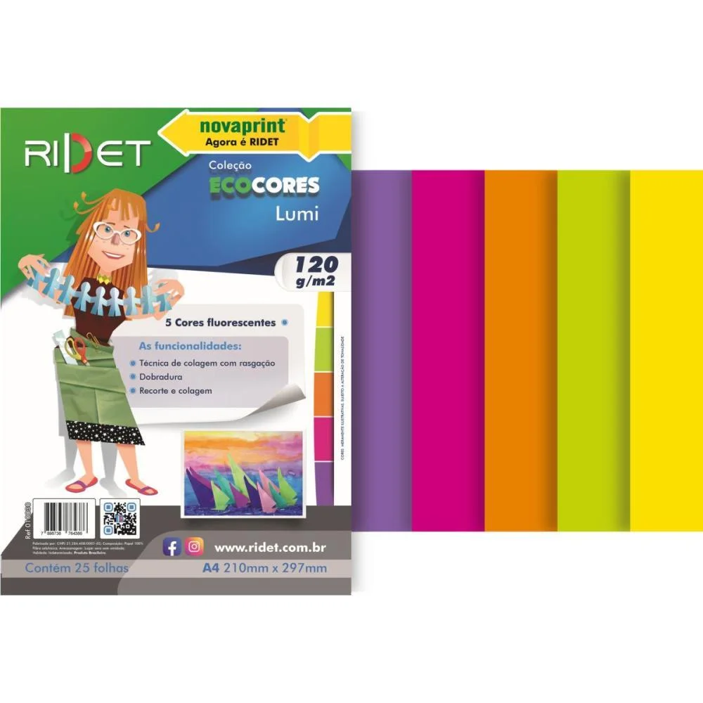 Bloco Para Educacao Artistica Lumi A4 5 Cores 120G.25F.21X29 Ridet (Pacote)