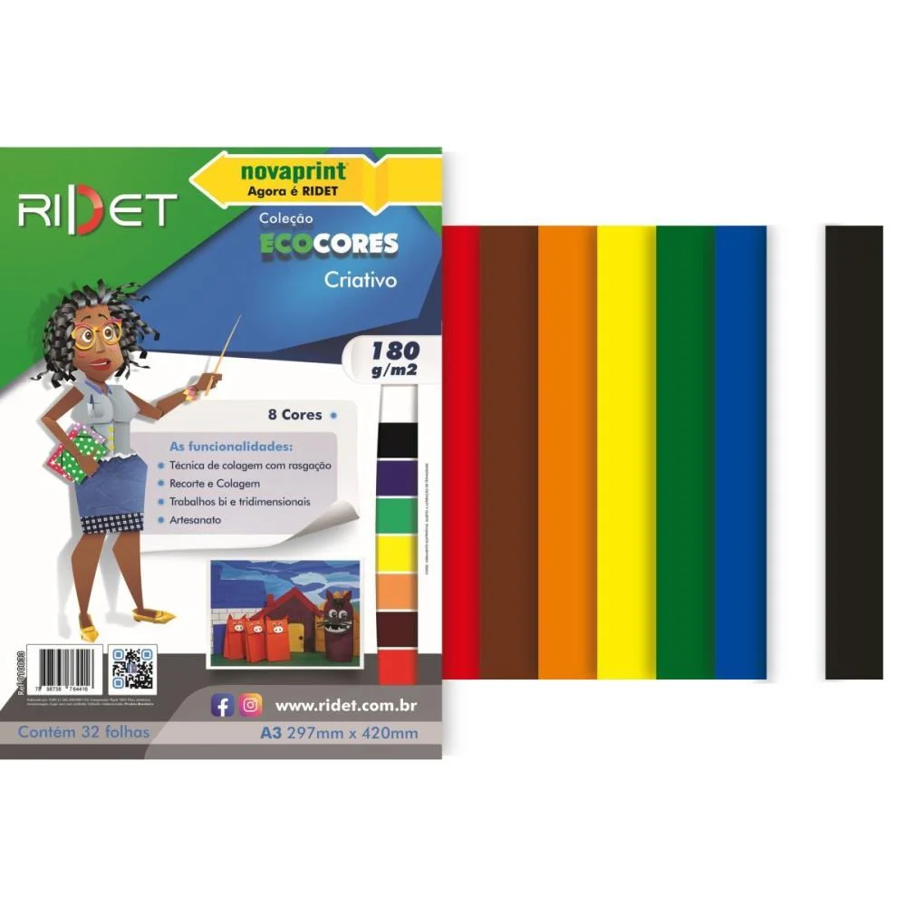 Bloco Para Educacao Artistica Criativo A3 8 Cores 180G. 32Fl Ridet (Pacote)