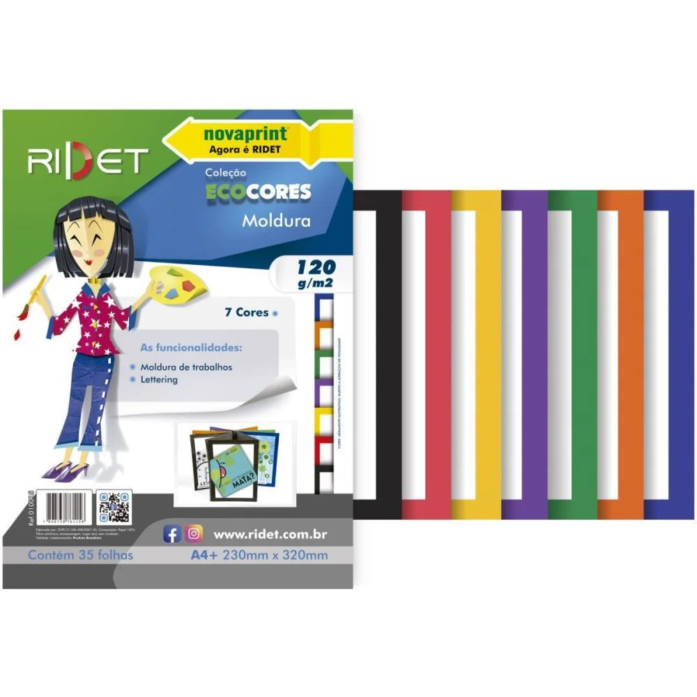 Bloco Para Educacao Artistica Moldura A4 7Co.120G.35F.23X32C Ridet (Pacote)
