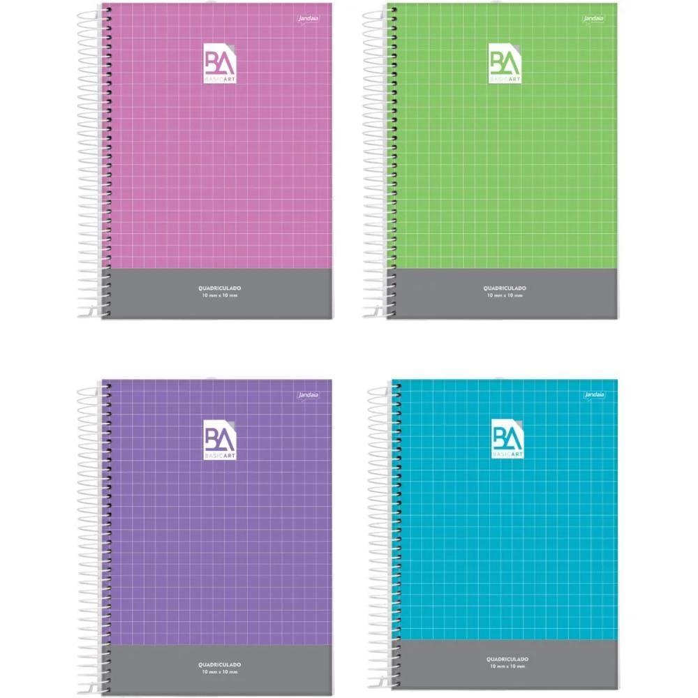 Caderno Quadriculado Univers. 1X1Cm 96F Esp.cd Basic Art Jandaia (Pct.c/04)