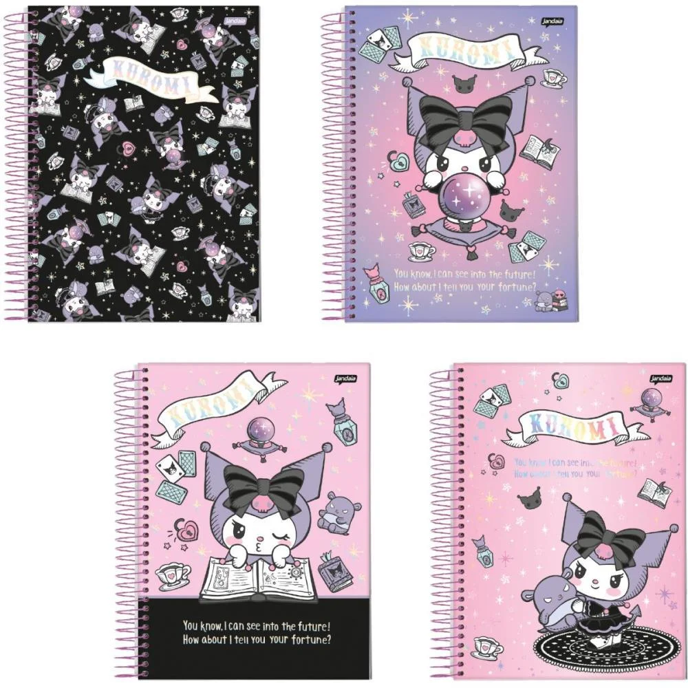 Caderno 01X1 Capa Dura Kuromi 80 Fls Jandaia (Pct.c/04)