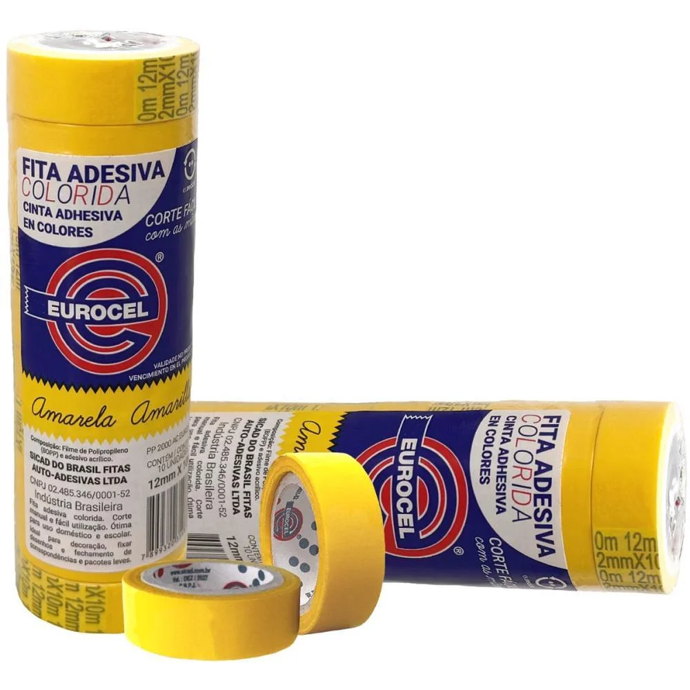 Fita Adesiva Pp 2000 12Mmx10M Amarela Eurocel (Pct.c/10)