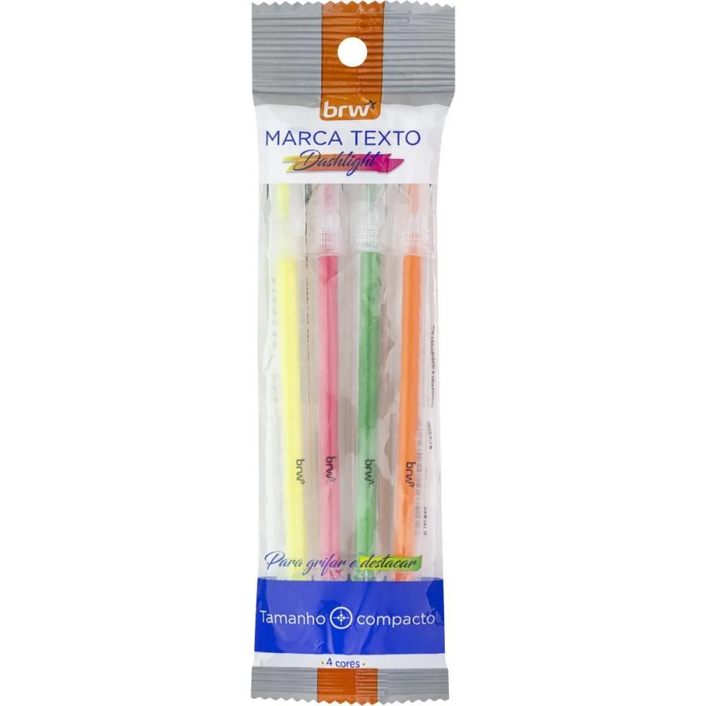 Caneta Marca Texto Dashligth 4 Cores Brw (Bl.c/04)