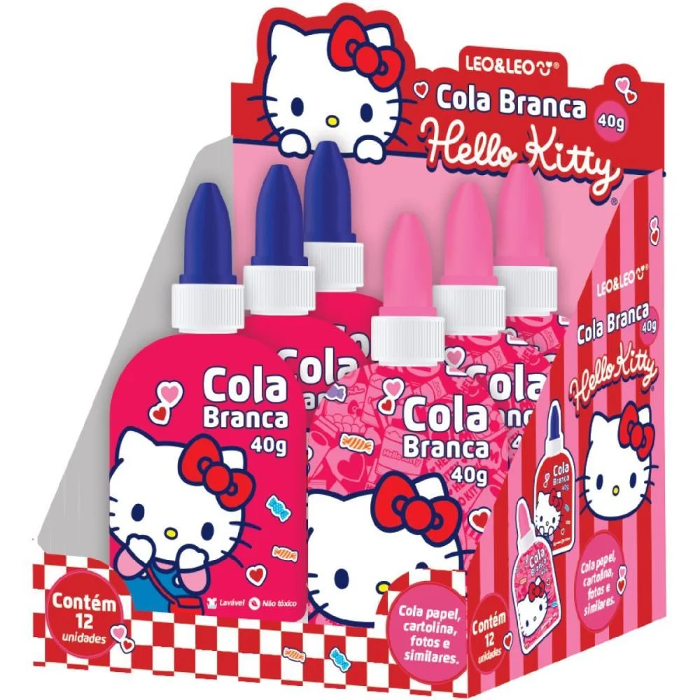 Cola Escolar Hello Kitty 40G. 2 Estampas Leonora C/ 12 Unidades