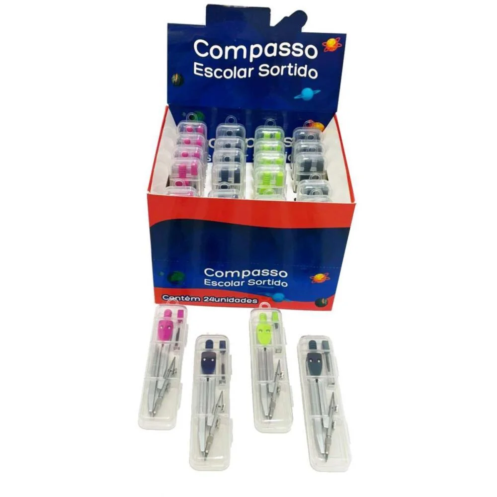 Compasso Escolar 4 Cores V.m.p. C/ 24 Unidades