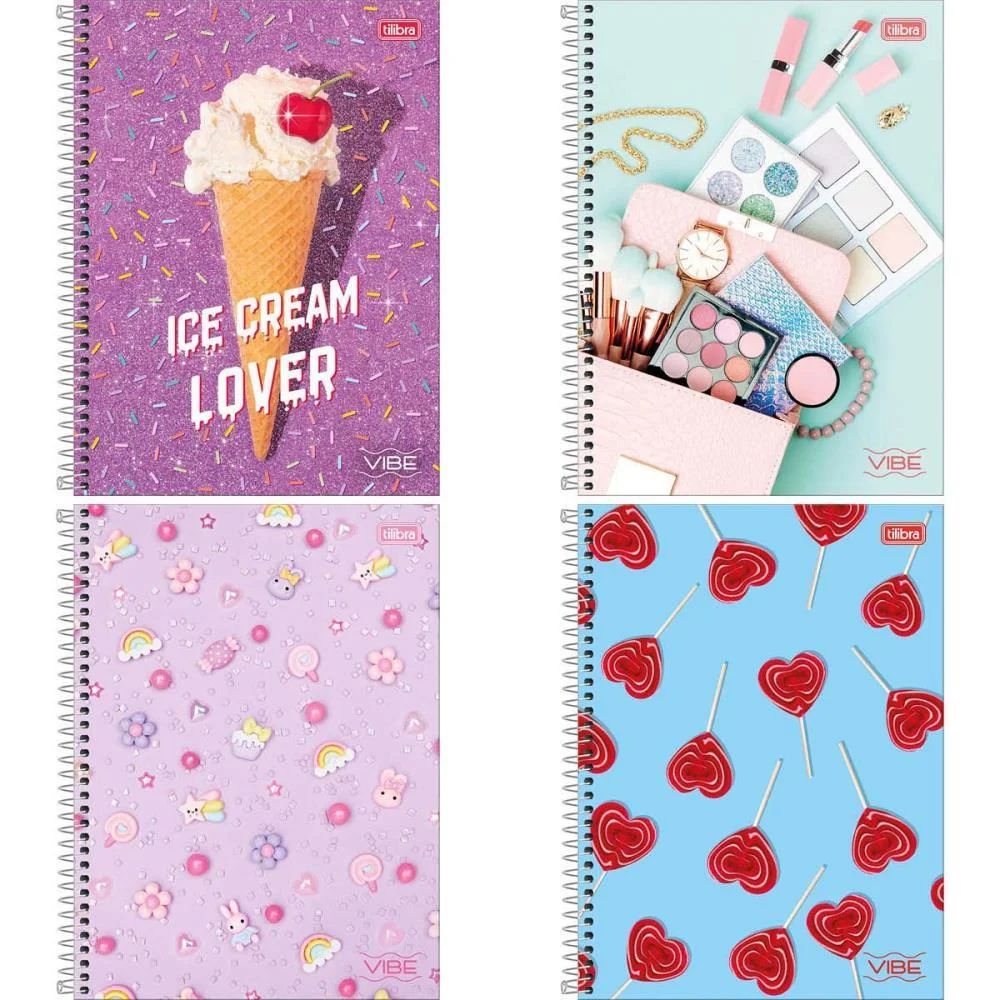 Caderno 20X1 Capa Dura Vibe 320 Folhas Feminino Tilibra (Pct.c/02)