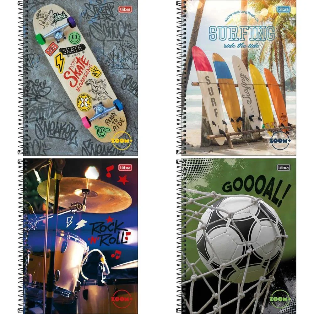 Caderno 10X1 Capa Dura Zoom+ 200 Folhas Masculino Tilibra (Pct.c/04)