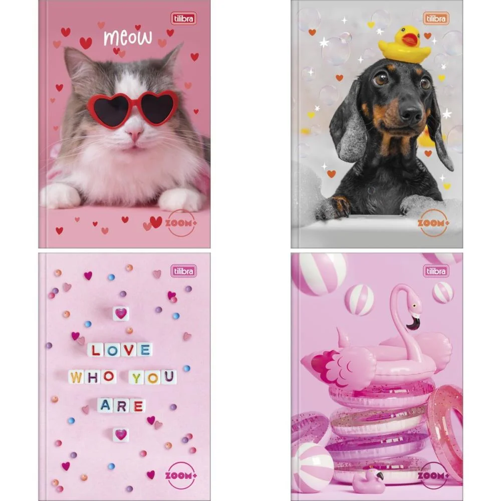 Caderno Brochura Pequeno Capa Dura Zoom+ 96 Folhas Feminino Tilibra (Pct.c/05)