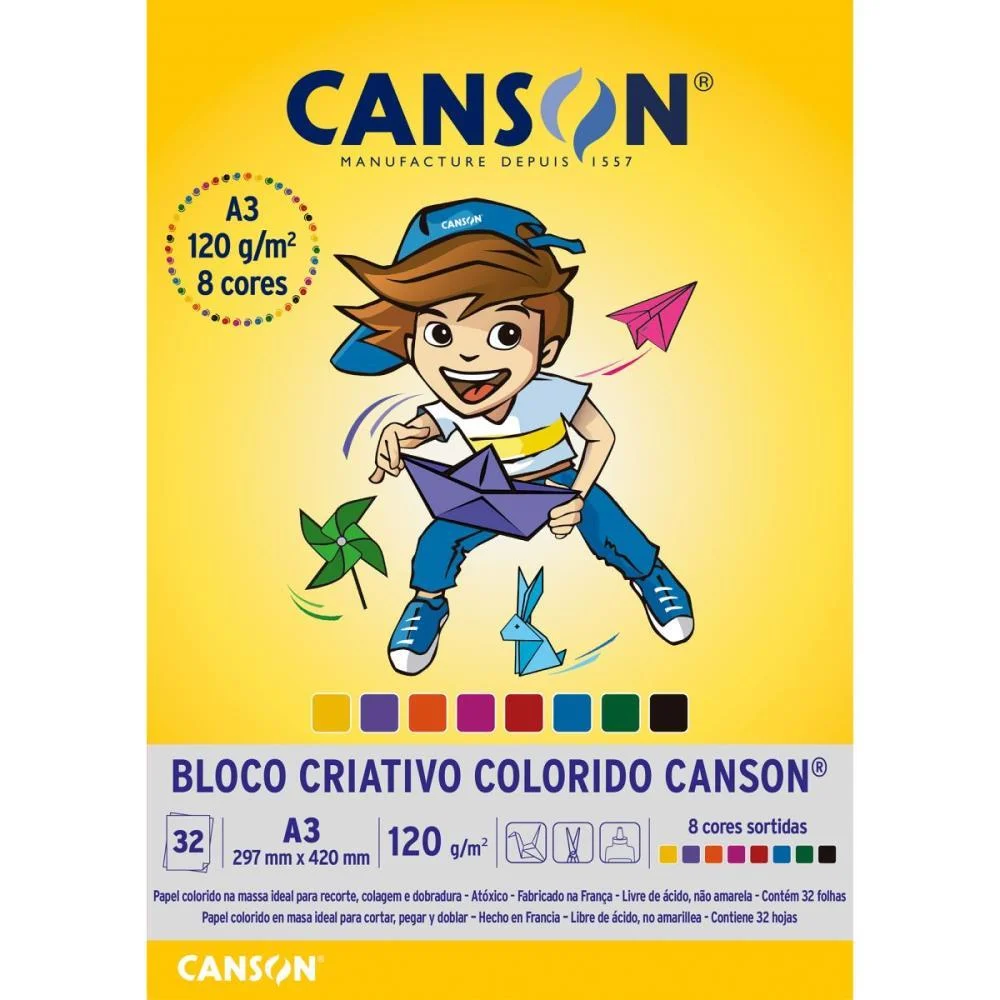 Bloco Para Educacao Artistica 8 Cores A3 120G. 32Fls Canson