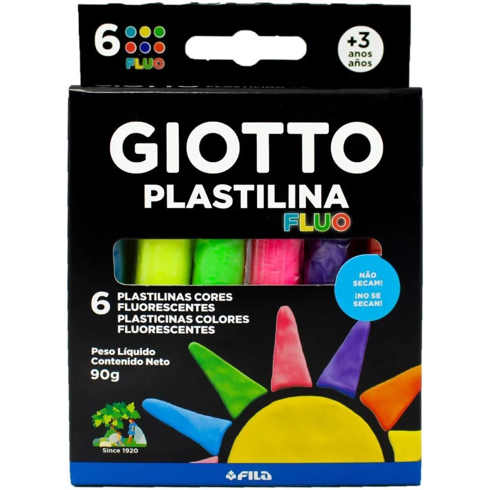 Massa Para Modelar Giotto 6Cores Plastilina Fluo Canson
