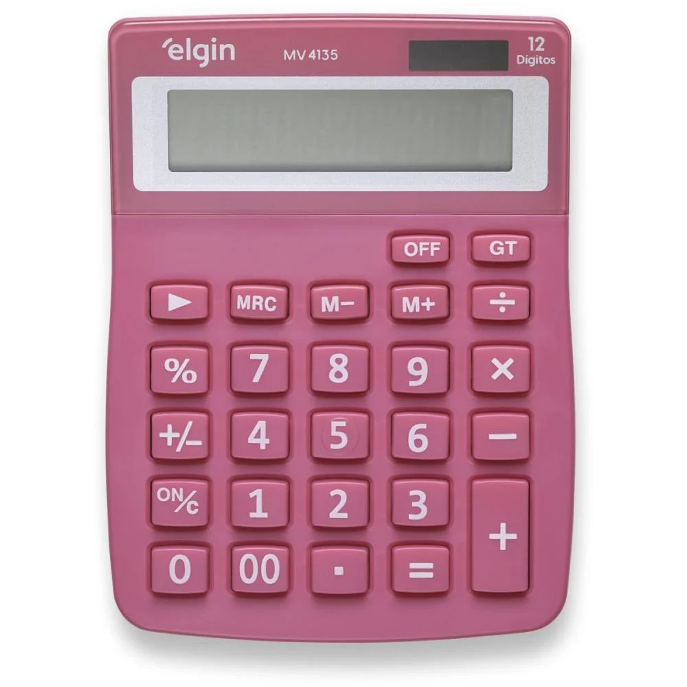 Calculadora De Mesa 12 Dig. Visor Mv4135 Rosa Elgin