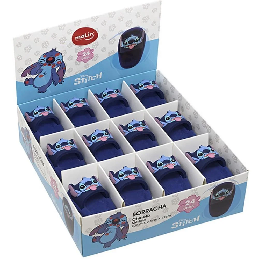 Borracha Decorada Stitch Chinelo Molin C/ 12 Unidades