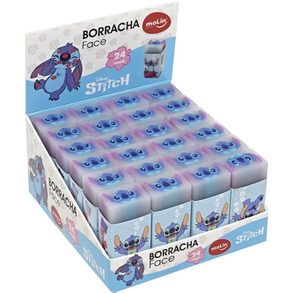 Borracha Decorada Stitch Face Molin C/ 24 Unidades