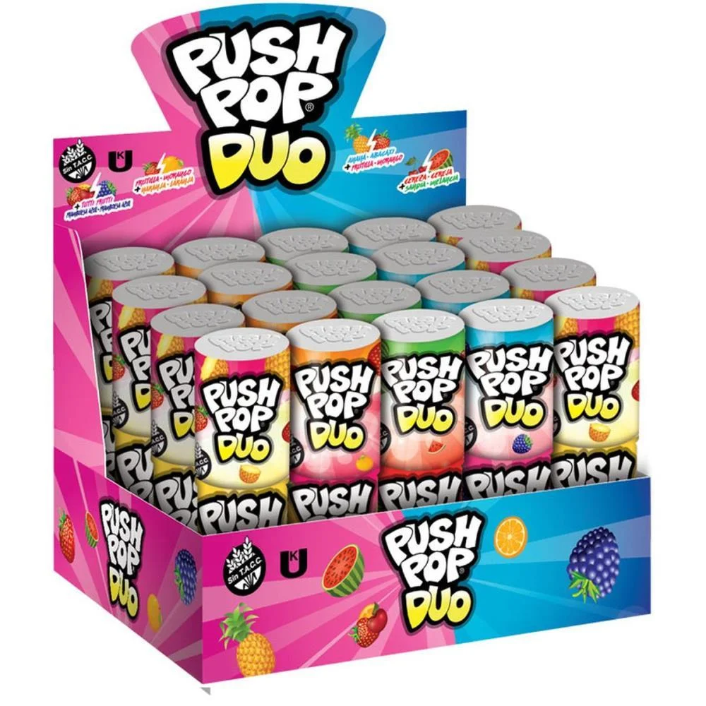 Doce Push Pop Duo Bazooka Candy C/ 20 Unidades